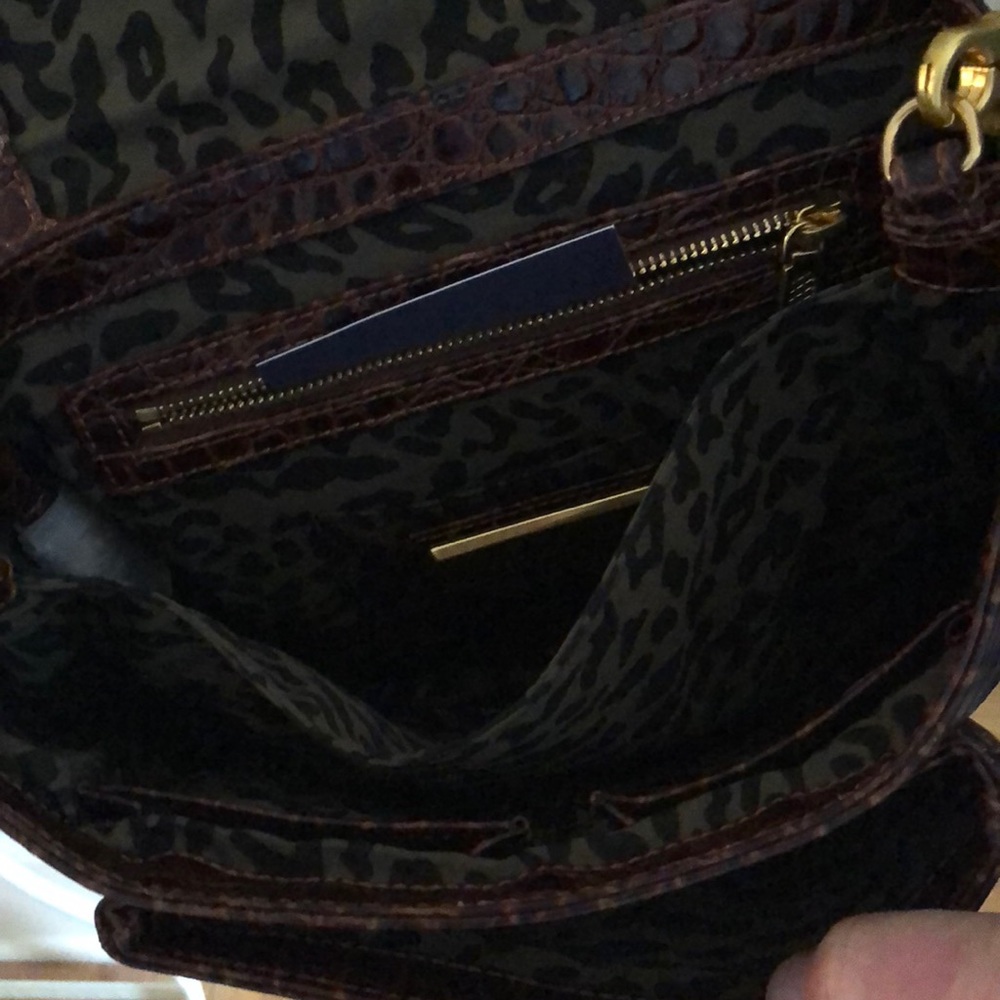 Rebecca Minkoff Brown Croc-Embossed Leather Shoulder Bag with Gold Hardware - Picture 4 of 4